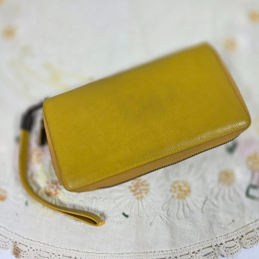 Bveyzi Women RFID Blocking Wallet Leather Zip Around Clutch Large Yellow
